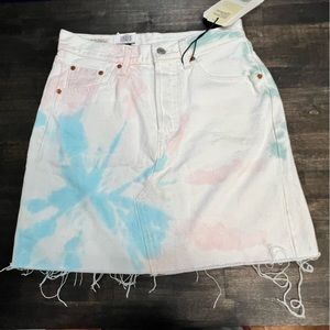LEVIS High Rise Deconstructed Tie Dye Denim Skirt NEW Sz 27